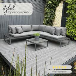 Furniturebox Dubai Polywood 6 Seat Garden Sofa Set, Aluminium in Grey - Size: 160x68x78 cm - thumbnail 9