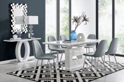 Arezzo Large Extending Dining Table and 6 Corona Silver Leg Chairs - thumbnail 1