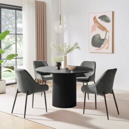 Penrose Black Round Dining Table & 4 Beaumont Chairs - thumbnail 1