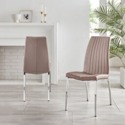2x Isco Cappuccino Beige Faux Leather Dining Chairs - thumbnail 3