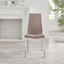2x Isco Cappuccino Beige Faux Leather Dining Chairs - thumbnail 4