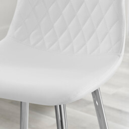 2x Corona White Faux Leather Counter Stools Silver Legs - thumbnail 3