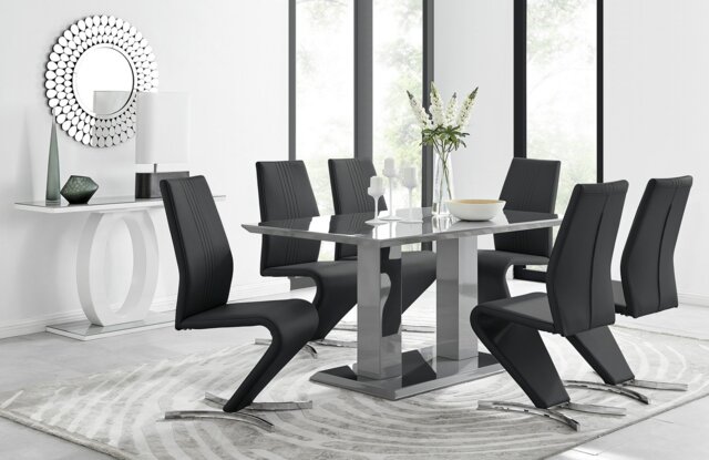 Imperia 6 Grey Dining Table and 6 Willow Chairs - image 1