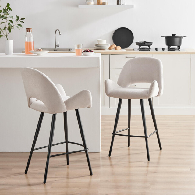 2x Layla Cream Fabric Bar Chairs - image 1
