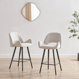 2x Layla Cream Fabric Bar Chairs - thumbnail 2