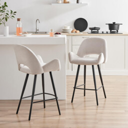 2x Layla Cream Fabric Bar Chairs