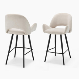 2x Layla Cream Fabric Bar Chairs - thumbnail 3