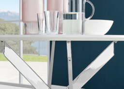 Novara Round White High Gloss and Silver Metal 4 Seater Dining Table - thumbnail 4