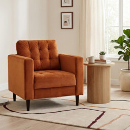 Jolene Burnt Orange Velvet Armchair - thumbnail 1