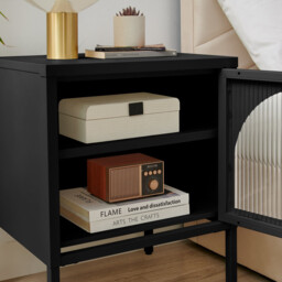 Urbi 1 Door Black Metal Bedside Table - thumbnail 4