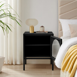 Urbi 1 Door Black Metal Bedside Table - thumbnail 3