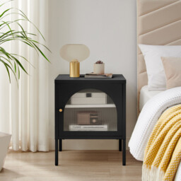 Urbi 1 Door Black Metal Bedside Table - thumbnail 2