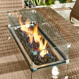 Furniturebox Marbella Beige 6 Seat Garden Dining Table with Firepit, Rattan in Natural/Beige - Size: 100x74x150 cm - thumbnail 5