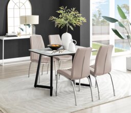 Carson White Marble Effect Dining Table & 4 Isco Chairs - thumbnail 1