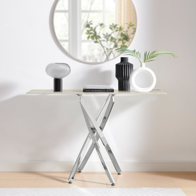 Leonardo White Marble Glass and Silver Console Table - image 1