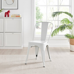 2x Colton White 'Tolix' Style Metal Dining Chairs - thumbnail 4