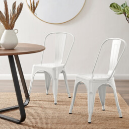 2x Colton White 'Tolix' Style Metal Dining Chairs - thumbnail 1