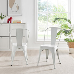2x Colton White 'Tolix' Style Metal Dining Chairs - thumbnail 2
