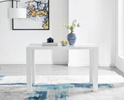 Furniturebox Pivero 4 White Dining Table and 4 Pesaro Silver Leg Chairs, Engineered Wood/Velvet/Metal in Black - Size: 53x87x63 cm - thumbnail 3