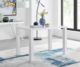 Furniturebox Pivero 4 White Dining Table and 4 Pesaro Silver Leg Chairs, Engineered Wood/Velvet/Metal in Black - Size: 53x87x63 cm - thumbnail 2