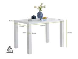 Furniturebox Pivero 4 White Dining Table and 4 Pesaro Silver Leg Chairs, Engineered Wood/Velvet/Metal in Black - Size: 53x87x63 cm - thumbnail 7