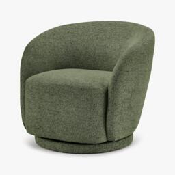 Furniturebox Romilly Fabric Swivel Accent Tub Chair, Polyester in Green - Size: 67x74x75 cm - thumbnail 3