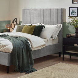Aster Light Grey Velvet Double Bed Frame - thumbnail 3