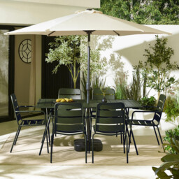 Leros Green Metal 6 Seat Garden Dining Set - thumbnail 2
