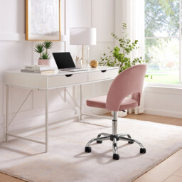 Courtney Pink Velvet Office Chair - thumbnail 3