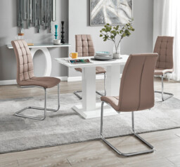 Imperia 4 Modern White High Gloss Dining Table And 4 Murano Chairs Set - thumbnail 3