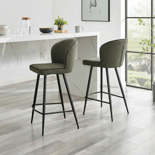 2x Catriona Grey Fabric Bar Chairs - image 1