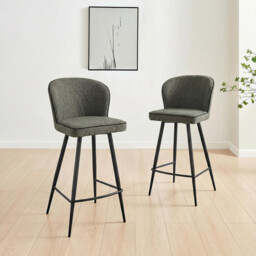 2x Catriona Grey Fabric Bar Chairs - thumbnail 2