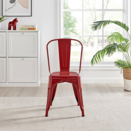 2x Colton Red 'Tolix' Style Metal Dining Chairs - thumbnail 4