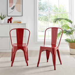 2x Colton Red 'Tolix' Style Metal Dining Chairs - thumbnail 3