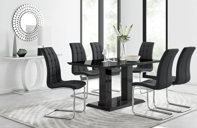 Imperia 6 Black Dining Table and 6 Murano Chairs - image 1