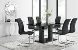 Imperia 6 Black Dining Table and 6 Murano Chairs - thumbnail 1