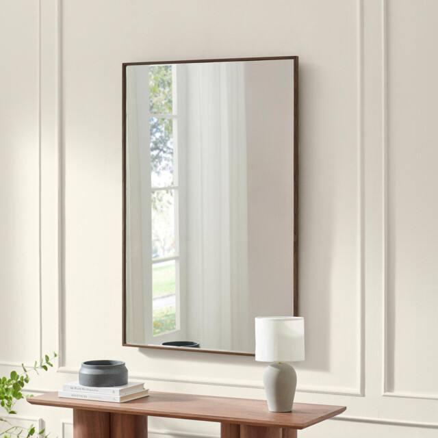 Inga Walnut Wood Long Rectangle 120x80cm Wall Mirror - image 1