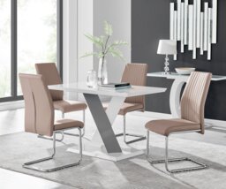 Monza 4 White/Grey Dining Table & 4 Lorenzo Chairs - thumbnail 1