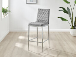 2x Milan Grey Velvet Counter Stools Silver Legs - thumbnail 4