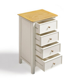 Belle 4 Drawer Tall Solid Oak and Cream Small Chest of Drawers - thumbnail 4