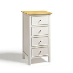 Belle 4 Drawer Tall Solid Oak and Cream Small Chest of Drawers - thumbnail 2