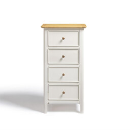 Belle 4 Drawer Tall Solid Oak and Cream Small Chest of Drawers - thumbnail 3