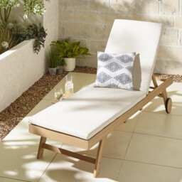 Hamburg Wood Garden Sun Lounger With Sliding Side Table - thumbnail 2
