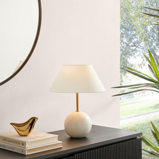 Joceline White Marble Round Table Lamp - image 1