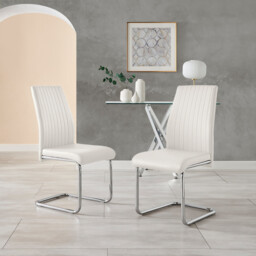 2x Lorenzo White Faux Leather Dining Chairs - thumbnail 2