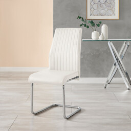 2x Lorenzo White Faux Leather Dining Chairs - thumbnail 4