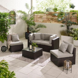 Orlando Brown Rattan & Brown 4 Seat Modular Garden Sofa
