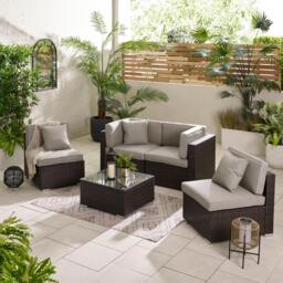 Furniturebox Orlando & 4 Seat Modular Garden Sofa, Rattan in Brown - Size: 72x75x72 cm - thumbnail 1