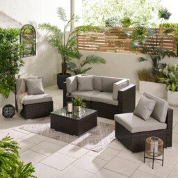 Orlando Brown Rattan & Brown 4 Seat Modular Garden Sofa