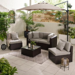 Orlando Brown Rattan & Brown 4 Seat Modular Garden Sofa - thumbnail 2